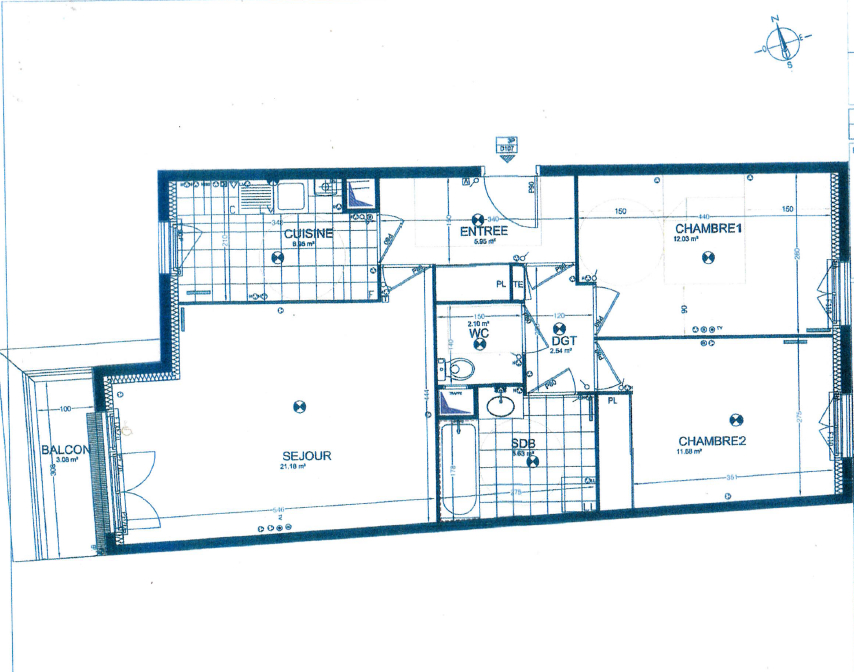 Appartement Franconville 3 pièces - Balcon exposé Sud-Ouest - Place de parking