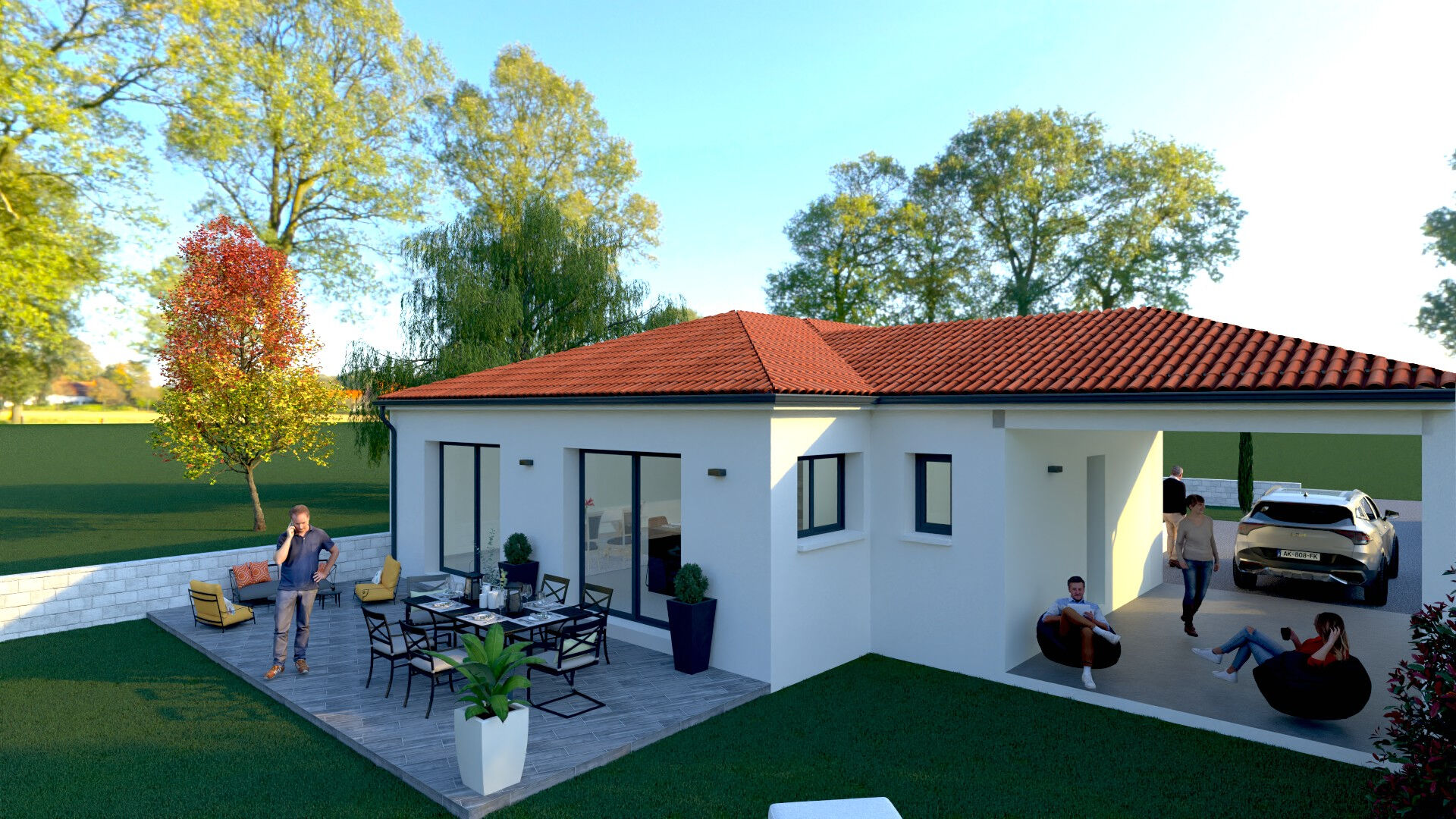 Maison de Plain Pied 111M2 sur terrain de 523M2 à GREZIEU LA VARENNE