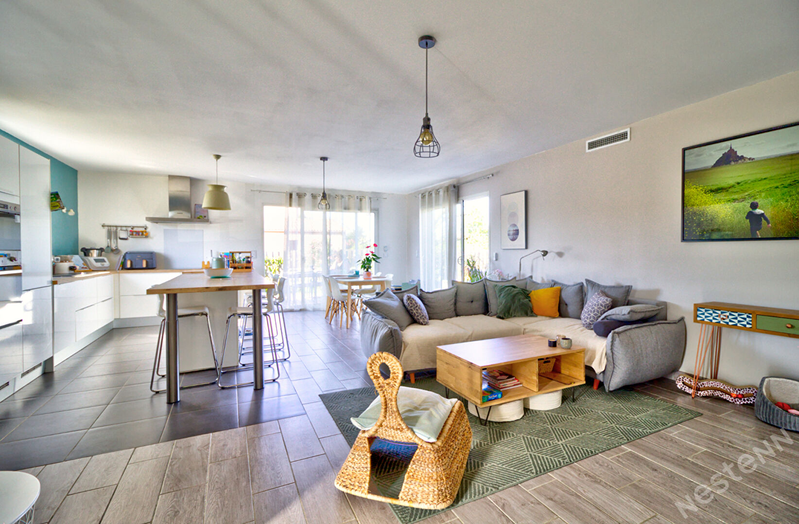 Maison plain-pied à LAFOX - Pavillon contemporain avec 3 chambres, jardin et piscine