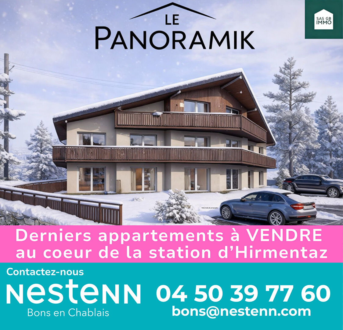 Station Hirmentaz - Bellevaux - Vue panoramique ! Appartement au dernier étage T3  65.93m2 