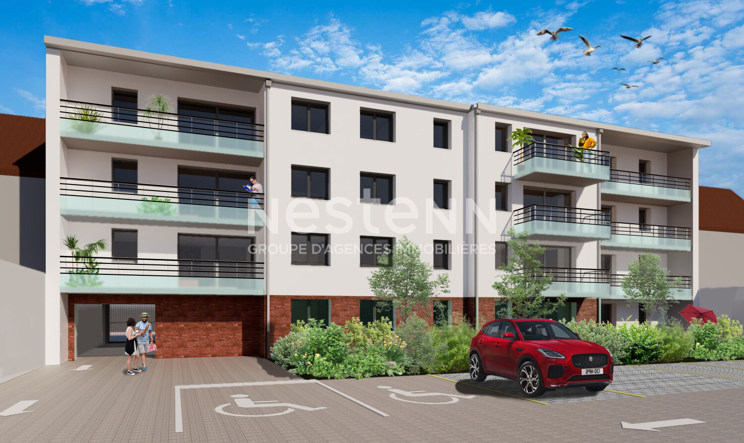 Programme neuf Appartements CALAIS-NORD avec place de parking du RDC au R+3 avec ascenseur Calais T3 de  68.59 m2 Possibilité Défiscalisation JEANBRUN