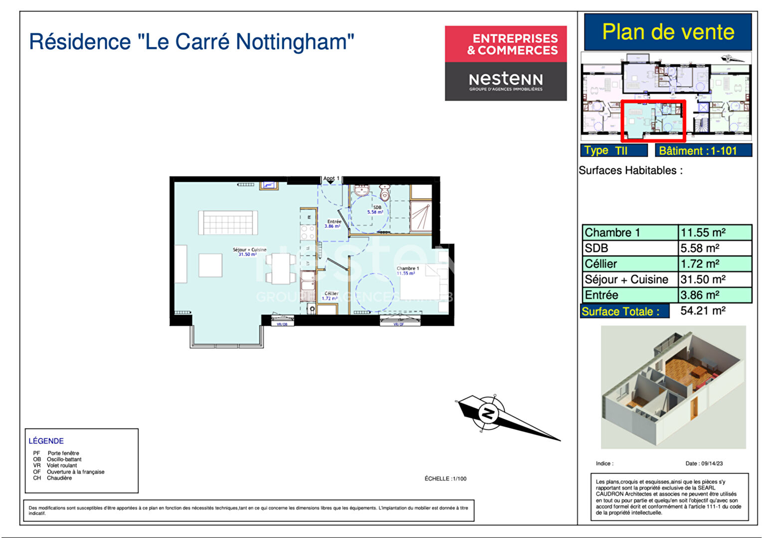 Programme neuf Appartements CALAIS-NORD avec place de parking du RDC au R+3 avec ascenseur Calais T3 de  68.59 m2 Possibilité Défiscalisation JEANBRUN