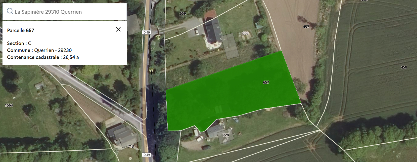 Terrain de loisirs, zone agricole, 2654 m² à QUERRIEN